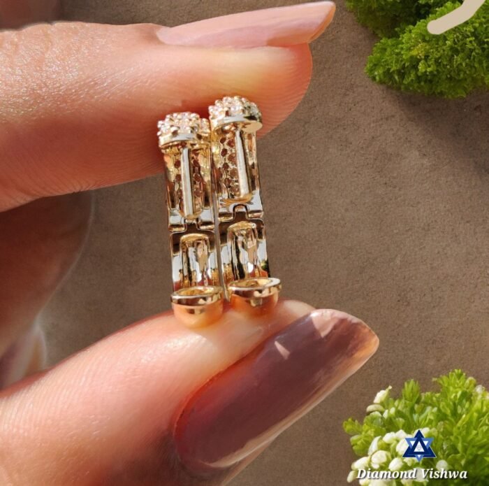 0.66 CT Round Brilliant Colorless Lab Grown Diamond Hoop Earrings - Wedding Bridal Jewelry in White/Rose/Yellow Gold - Image 5