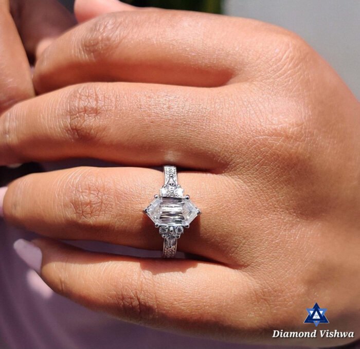 Antique 2.66 Carat Hexagon Moissanite Engagement Ring | Criss Cross Kite Design | Wedding Anniversary Gift for Her | Unique Bridal Set - Image 8