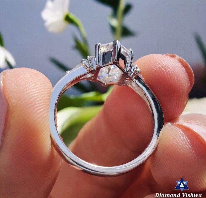 Antique 2.66 Carat Hexagon Moissanite Engagement Ring | Criss Cross Kite Design | Wedding Anniversary Gift for Her | Unique Bridal Set - Image 6