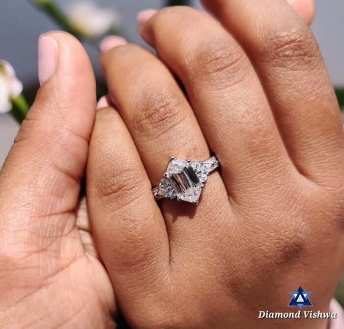 Antique 2.66 Carat Hexagon Moissanite Engagement Ring | Criss Cross Kite Design | Wedding Anniversary Gift for Her | Unique Bridal Set - Image 4