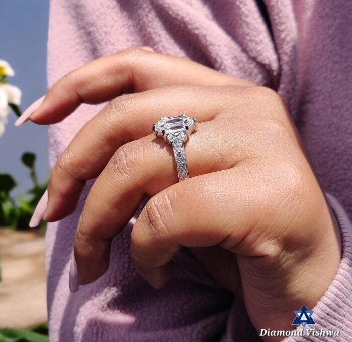 Antique 2.66 Carat Hexagon Moissanite Engagement Ring | Criss Cross Kite Design | Wedding Anniversary Gift for Her | Unique Bridal Set - Image 3