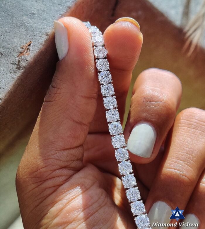 4mm Round Moissanite Tennis Bracelet 9.5 CT - Bridal/Anniversary Gift - Image 6