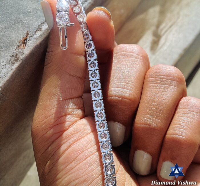 4mm Round Moissanite Tennis Bracelet 9.5 CT - Bridal/Anniversary Gift - Image 5