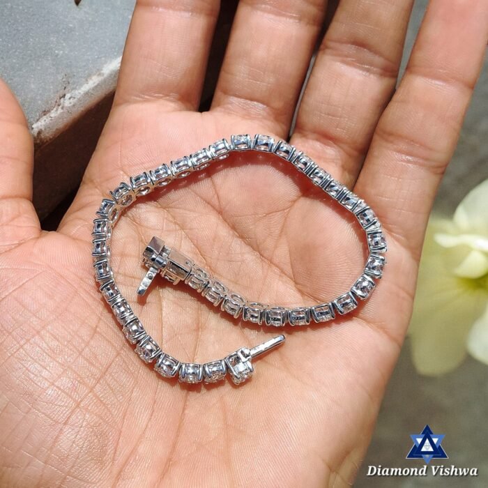 4mm Round Moissanite Tennis Bracelet 9.5 CT - Bridal/Anniversary Gift - Image 4