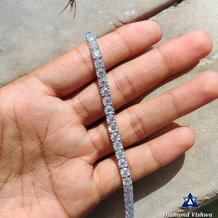 4mm Round Moissanite Tennis Bracelet 9.5 CT - Bridal/Anniversary Gift - Image 3