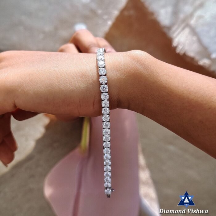 4mm Round Moissanite Tennis Bracelet 9.5 CT - Bridal/Anniversary Gift - Image 2