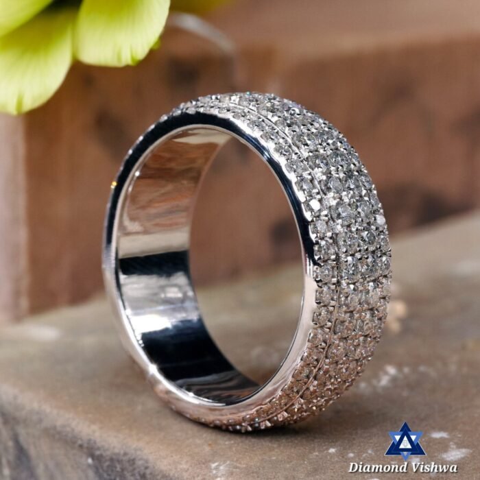 Men’s 4-Row Lab Grown Diamond Wedding Band Ring - Image 2