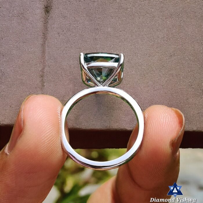 Cyan Blue 5ct Cushion Cut Moissanite Engagement Ring | Women's Wedding Solitaire | Color Moissanite Gift - Image 5