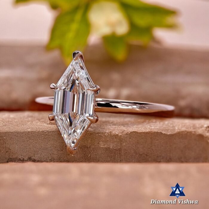 Elongated Hexagon Step Cut Moissanite Solitaire Engagement Ring - Image 6