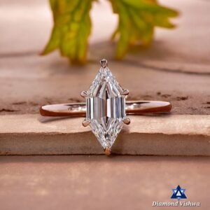 Elongated Hexagon Step Cut Moissanite Solitaire Engagement Ring