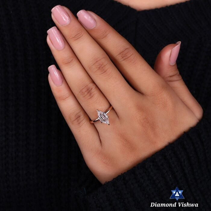 Elongated Hexagon Step Cut Moissanite Solitaire Engagement Ring - Image 2