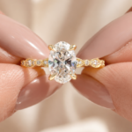 1.5CT Oval Lab Grown Diamond Ring, 14k Yellow Gold, Vintage Art Deco