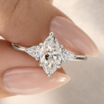 2Ct Marquise Lab Grown Diamond Engagement Ring, 14k Yellow Gold Three Stone Ring