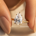 2.5Ct Pear Cut Lab Grown Diamond Ring, Solitaire Tulip Setting Bridal Band