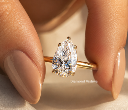 2.5 ct pear cut lab-grown diamond tulip solitaire engagement ring in yellow gold