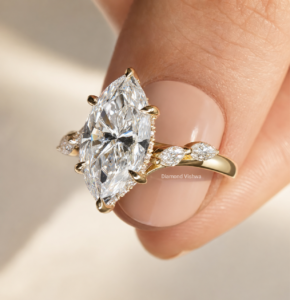2.5Ct Marquise Moissanite Engagement Ring, 14K Yellow Gold Hidden Halo Solitaire Bridal Ring