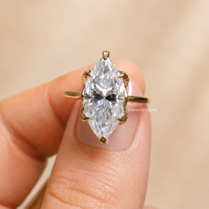 3.80 CT Marquise Moissanite Engagement Ring, Floral Hidden Halo Solitaire in 14K Yellow Gold