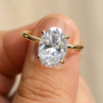 Oval Lab Grown Diamond Engagement Ring, Floral Hidden Halo Solitaire in 14K Yellow Gold