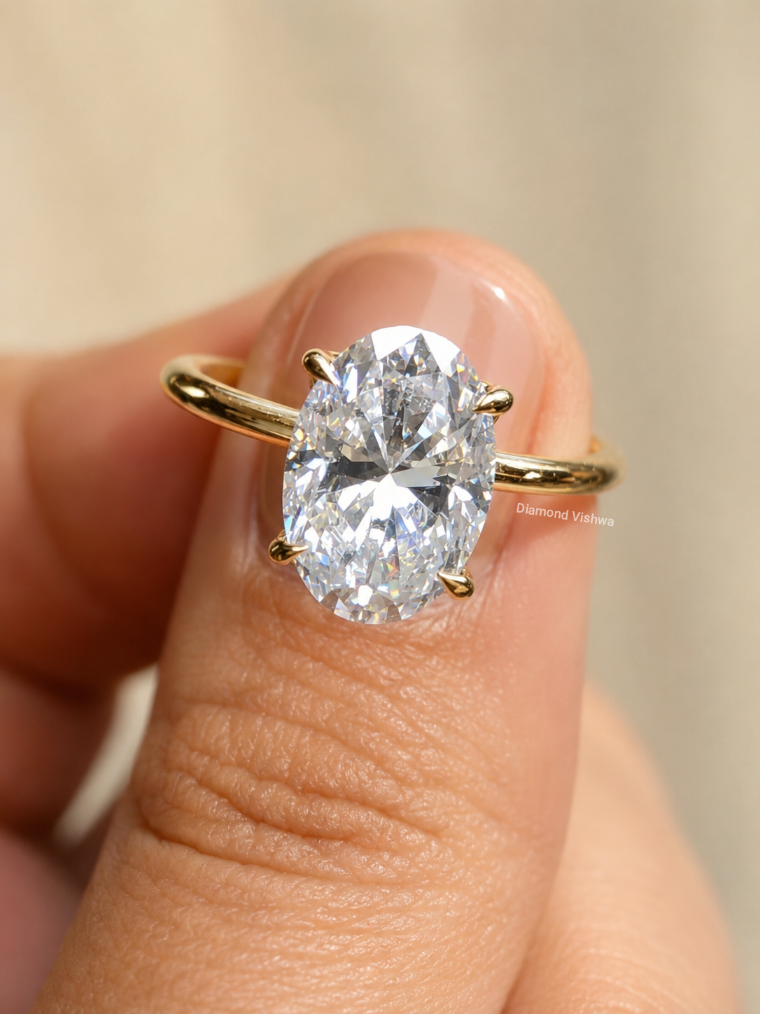 IMG_20260806_171443 Oval Lab Grown Diamond Engagement Ring, Floral Hidden Halo Solitaire in 14K Yellow Gold - Image 1