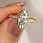 2CT Marquise Lab Grown Diamond Engagement Ring, Bezel Set Diamond Ring, Gold Engagement Ring