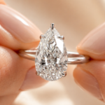 4Ct Pear Cut Lab Grown Diamond Hidden Halo Engagement Ring