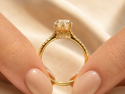 2 CT marquise lab grown diamond hidden halo ring – hand view