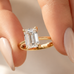 2.5Ct Emerald Cut Lab Grown Diamond Engagement Ring, 14k Yellow Gold