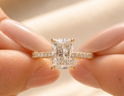 2.5 CT radiant lab grown diamond engagement ring – front view