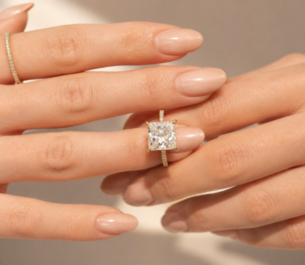 5 CT princess-cut lab grown diamond bridal set – front view