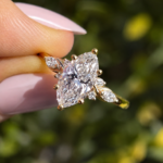 1.5 CT Marquise Lab Grown Diamond Ring Set, Nature Leaf Engagement Ring, Curved Bridal Band in Gold