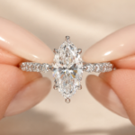 2 CT Marquise Lab Grown Diamond Ring, Hidden Halo, 14K White Gold
