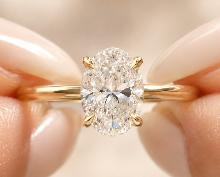 d (4) 2 CT Oval Lab Grown Diamond Engagement Ring - Image 1