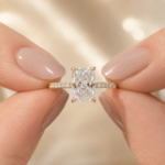2CT Radiant Cut Lab Diamond Engagement Ring, Pave Band, Art Deco