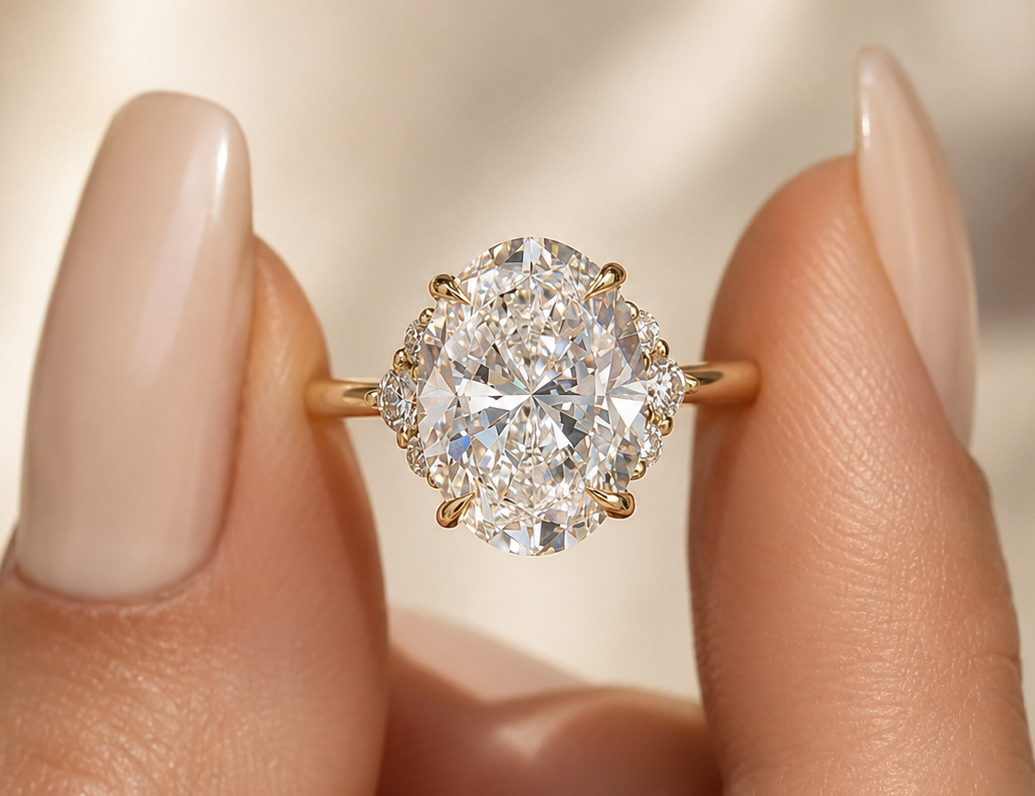 f (1) 2.5CT Oval Lab Grown Diamond Engagement Ring, 14k Yellow Gold, IGI Certified - Image 1