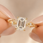 2.5 CT Emerald Lab Grown Diamond Ring with Euro Shank