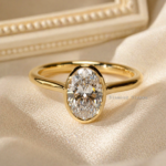 2 CT Oval Lab Grown Diamond Ring, Full Bezel, 14K Gold