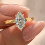 3Ct Marquise Lab Grown Diamond Solitaire Ring, 14K Yellow Gold Engagement Bridal Ring