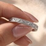 14K Solid Gold Wedding Band, Vintage Engraved Floral Ring, Minimalist Stackable Bridal Band