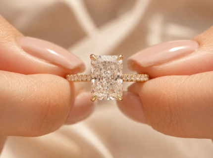 3.5 CT radiant lab grown diamond engagement ring – front view