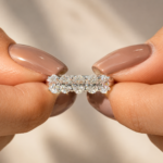 1.5 TCW Oval Lab Grown Diamond Five Stone Wedding Band, Custom Gold Ring