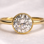 2.5Ct Lab Grown Diamond Engagement Ring, 14k Yellow Gold Bezel Setting