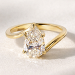 2 CT Pear Lab-Grown Diamond Engagement Ring, Twist Bypass Gold Solitaire