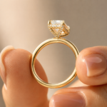 2 Ct Emerald Cut Lab Grown Diamond Engagement Ring, Hidden Halo Solitaire Gold Ring