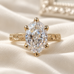 3.5 CT Oval Lab Grown Diamond Engagement Ring, Vintage Floral Engagement Ring, Engraved 14K Gold Ring, Cathedral Oval Diamond Ring