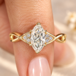 Twisted Shank Engagement Ring with 1 Carat Marquise Cut Lab Grown Diamond, E Color, VS1 Clarity, IGI Certified