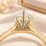 Antique Cut Marquise Lab Grown Diamond Ring, Nature Inspired Engagement Ring, Solitaire Dutch Marquise Wedding Ring, Butterfly Cathedral Set
