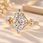Marquise Lab Grown Diamond Engagement Ring Wrapping Vine Leaf, Nature-Inspired Ring, IGI Certified, E Color, VS1 Clarity, 2 CT Diamonds