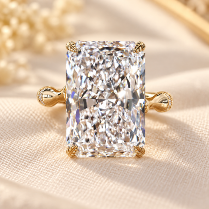 Radiant Lab-Grown Diamond Nature-Inspired Engagement Ring, Leaf Prongs – detailed product view 2