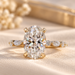 IGI Certified 3.50ct Oval Lab Diamond Engagement Ring,Side Marquise and Round Diamonds,Pave Wedding Ring For Her,Anniversary Gifts