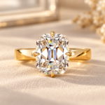 3.00ct Elongated Old Mine Cushion Cut Solitaire Engagement Ring,Compass Prong Setting, Comfort fit Wedding Ring, Gift for Women